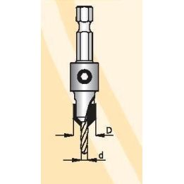 Grąžtas 3,6 mm / zenkuotė konusinė 12,7 mm AS03604S