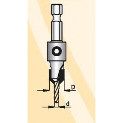 Grąžtas 3,6 mm / 12,7 mm HM zenkuotė konusinė d-1/4 (6,35 mm) šešiabriaunis AS03604S