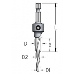  3 pakopų 5.0-7.0-10 mm grąžtas / zenkuotė ASD0704D