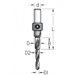 3 pakopų 3,5-5,0-8,0 mm grąžtas / zenkuotė ACD0507D