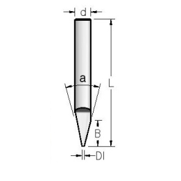 D-6 mm  d-0,1 mm B-14 mm  kampas 90"  L-40 mm 