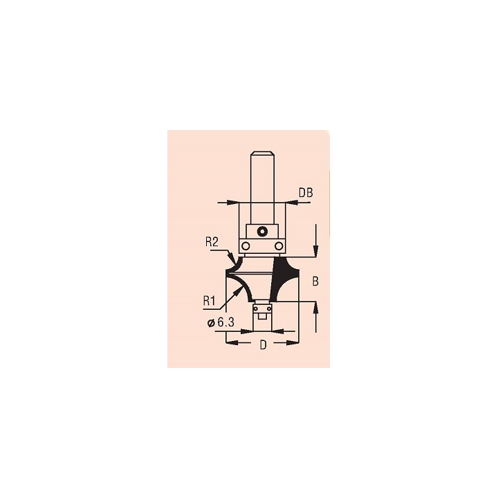 2 spindulių R1-8,0 mm R2-4,8 MM B-15,5 mm D-25,0 mm d-8