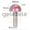 R-12,5 mm D-25 mm B-15 mm d-8 mm