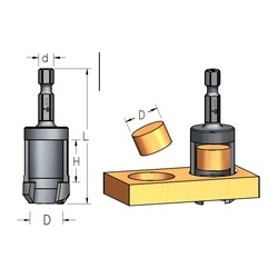 D-8,0 mm kamštukams d-1/4 (6,35mm ) šešiabriaunis MNS0804